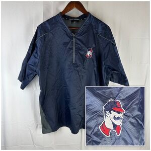 Birmingham Barons Mizuno Windbreaker Pullover Mens L Blue Short Sleeve 1/4 Zip